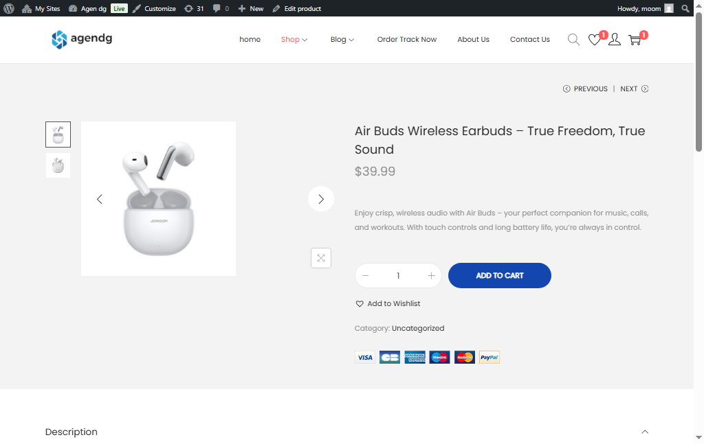 Project Screenshot 6 of a vendor's product listing