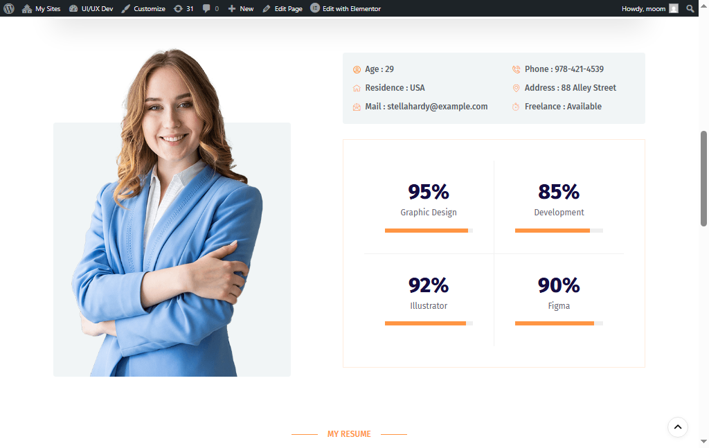 Project Screenshot 4 of the about page