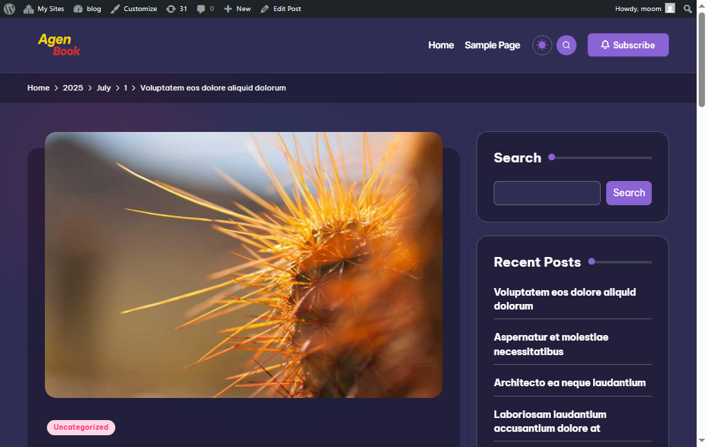 Project Screenshot 2 of an article page