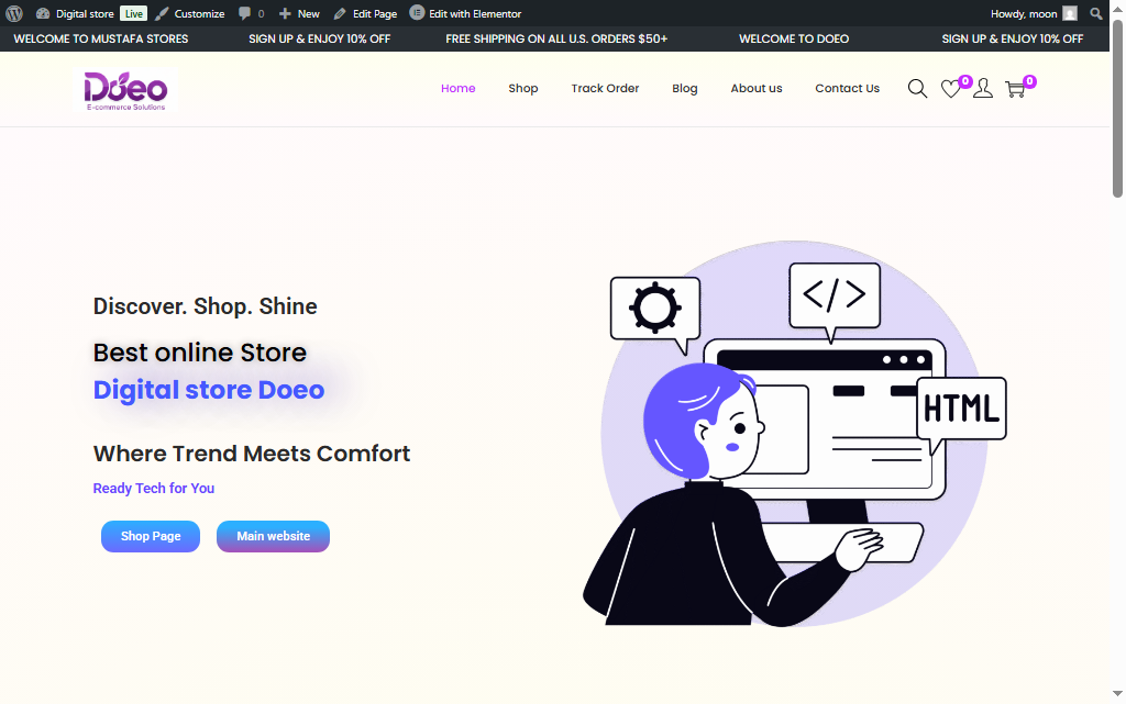 Project Screenshot 1 of the shop page with filtering
