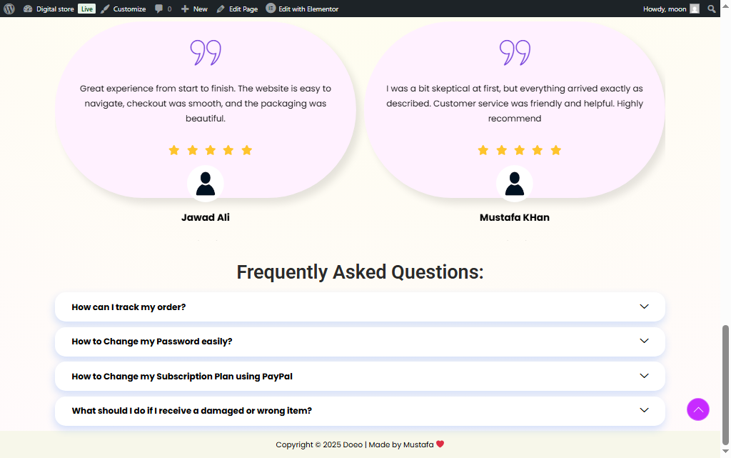 Project Screenshot 5 of the contact us page